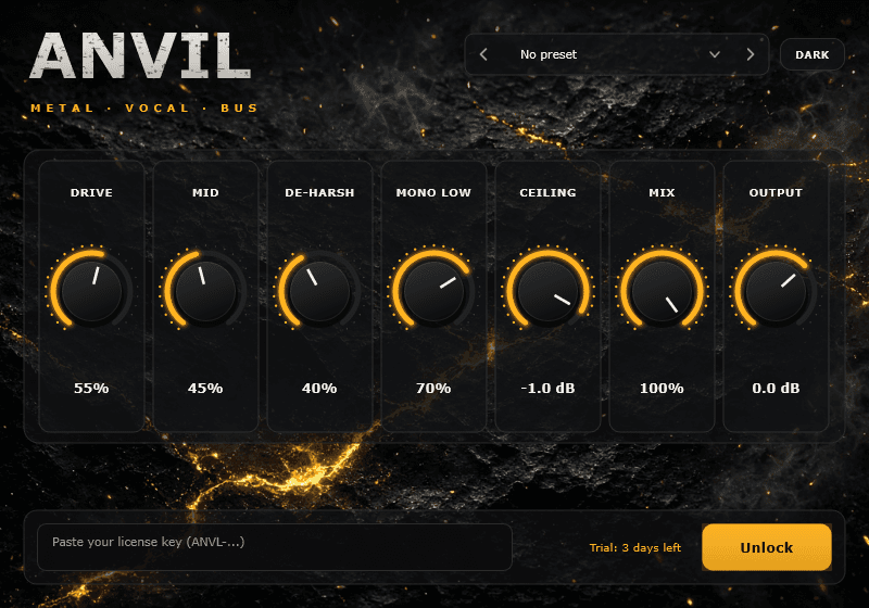 Anvil plugin window